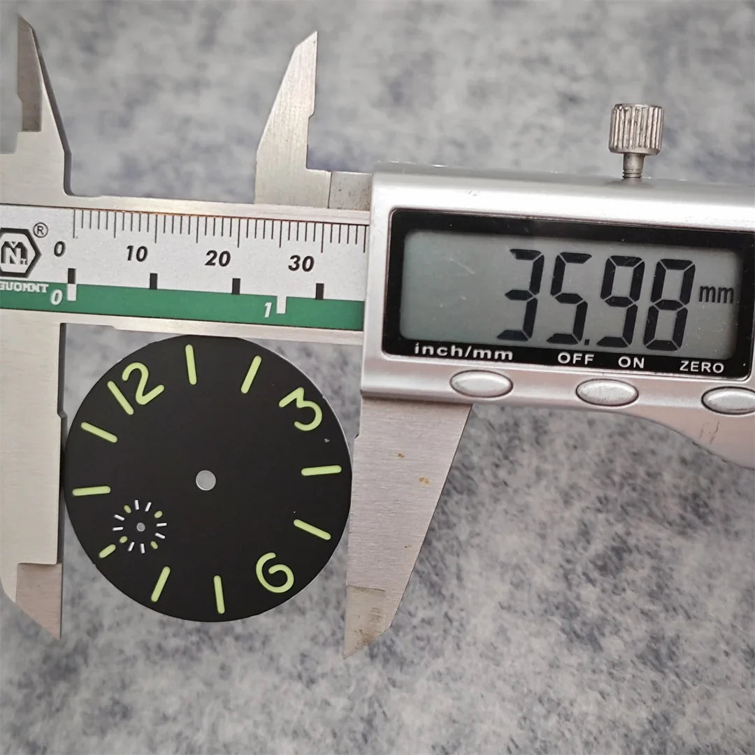 36mm Watch Dial Green Luminous Watch Face Insert Parts Accessories for ETA6497/ Seagull ST36 Movement Watch Repair Parts