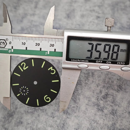 36mm Watch Dial Green Luminous Watch Face Insert Parts Accessories for ETA6497/ Seagull ST36 Movement Watch Repair Parts