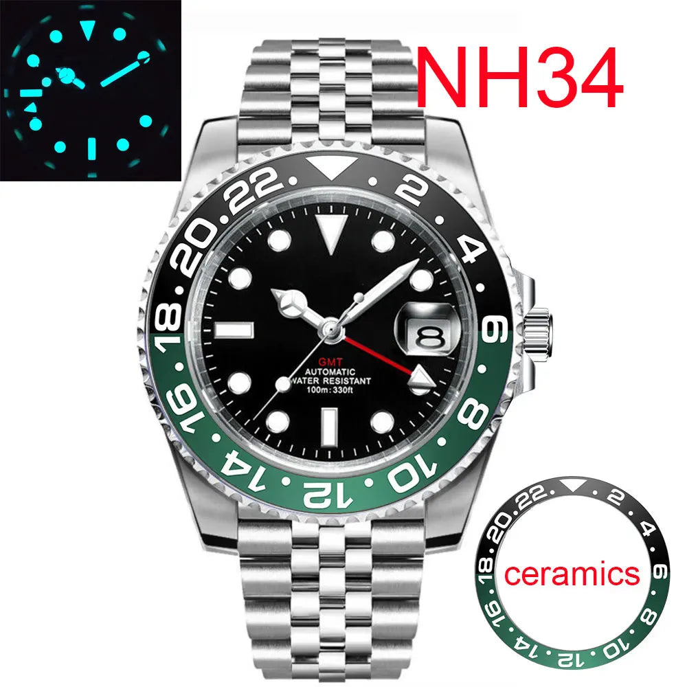 Corgeut GMT Watch 3002A NH34 Movement Sapphire 10Bar ceramic Bezel 10BAR 40mm