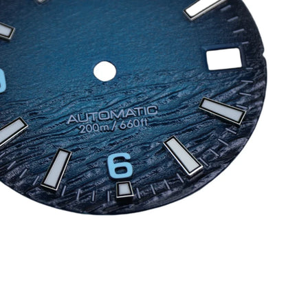 wave dial New Style Sea High Quality 28.5mm Diving Watch 3 Or 3.8 Crown Dial Face With C3 Bgw9 Luminous For Seik Nh35 Movement Skx007 Mods