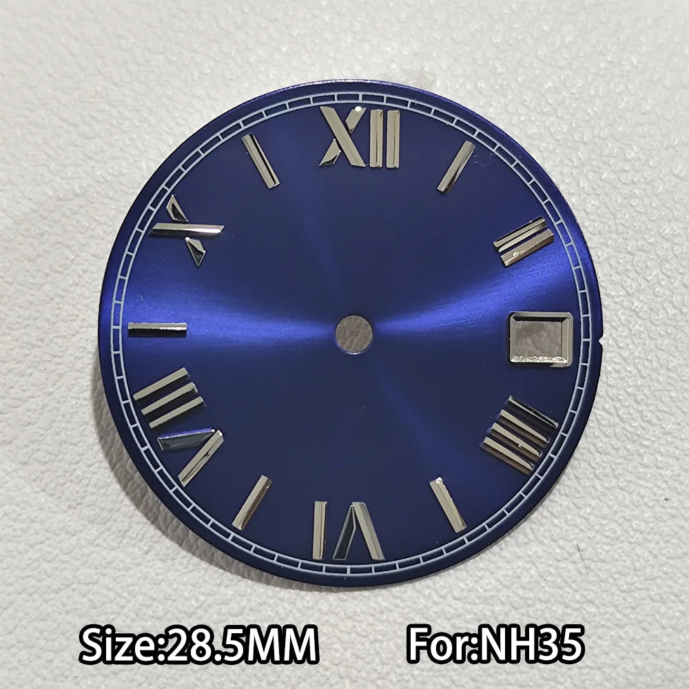 28.5mm Watch Dial For NH 35 NH36 Movements Green Luminous Single/No Date just Calendar Dial Roman Men Watches Accessories