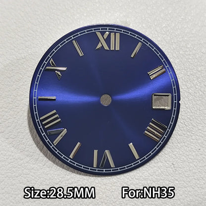 28.5mm Watch Dial For NH 35 NH36 Movements Green Luminous Single/No Date just Calendar Dial Roman Men Watches Accessories
