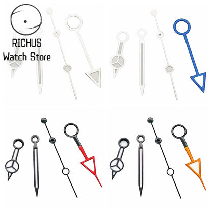 RICHUS NH34 GMT Watch Hands Silver/Black/Gold/RoseGold Blue Luminous Fit NH34 Movement Watch Accessories