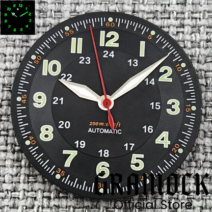 Gramock Classics Sterile 29mm Pilot Black Watch Dial Part for NH35/36 ETA PT5000 Miyota Mingzhu DG ST2130 Movement Part Hand Set