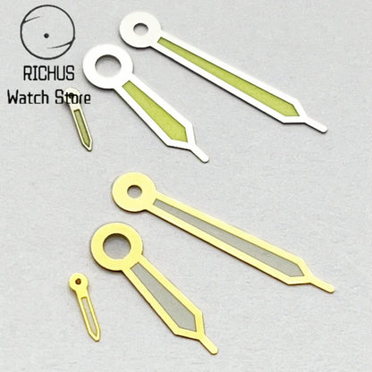 Nipple end ETA6497 Watch Hands Silver/Blue/Gold/RoseGold Green Luminous Fit ETA 6497 6498 ST3600 3620 Movement Accessory Part