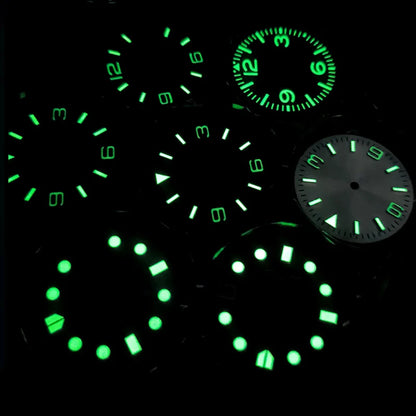 28.5mm Watch Dial NH35 NH36 Dial fit For SKX007 SPRD 6105 Tuna SPB185 SPB187 Watch Cases Feet 3.0 3.8 4.1 Green Luminous Dial