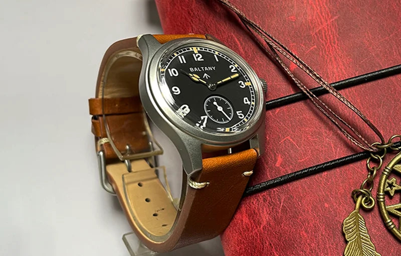 Custom logo watch Baltany S2025 D12 Retro Military Watch 36mm Swiss Luminous 10ATM Seagull  ST1701 Mechanical Watch