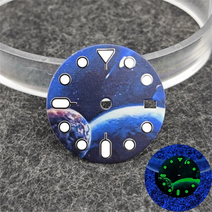NH35 Watch dial starry sky lunar star Watch faces with Green Luminous Conversion Watch Accessories for NH35 / NH34 Movement