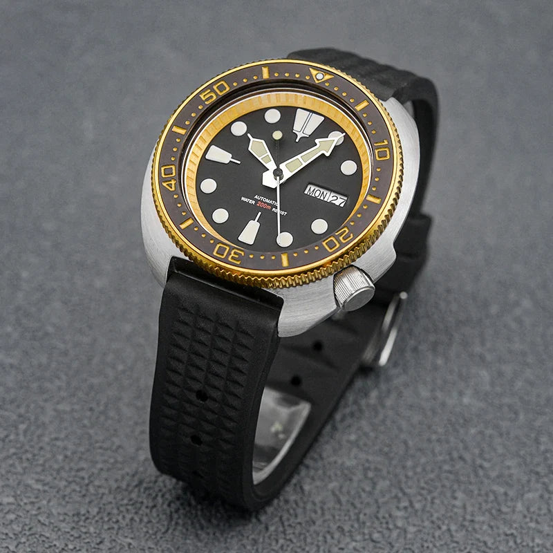 Golden Sterile Turtle SKX6105  Abalone NH36A Sapphire 20Bar Ceramic Bezel 44mm