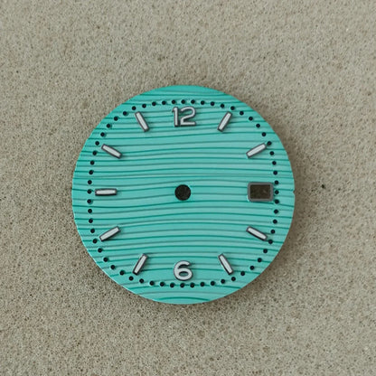 30.5mm Green Luminous Silver Watch Dial Digital Plus Bar Studs Watch Modification Accessories for NH35/ NH36/ 4R/ 7S Movement