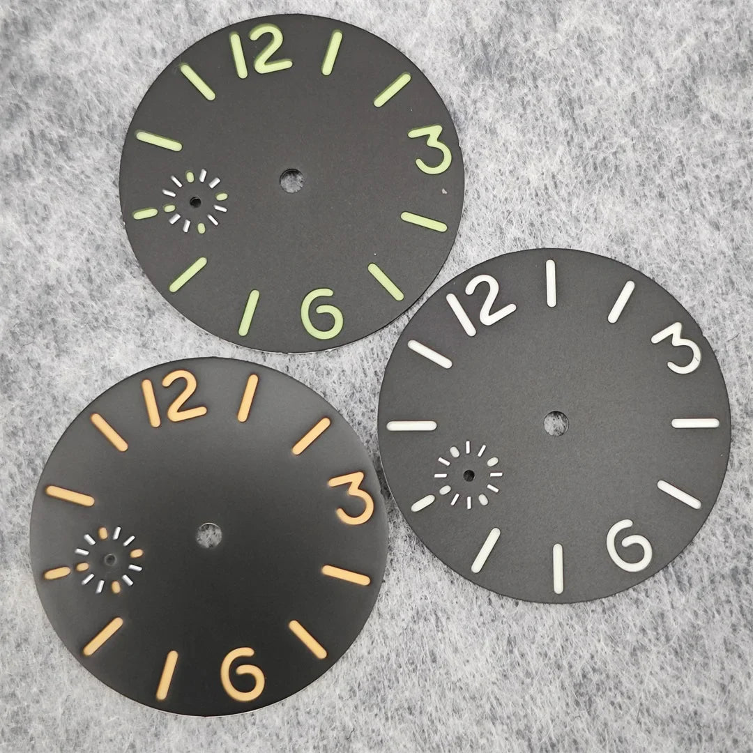 36mm Watch Dial Green Luminous Watch Face Insert Parts Accessories for ETA6497/ Seagull ST36 Movement Watch Repair Parts