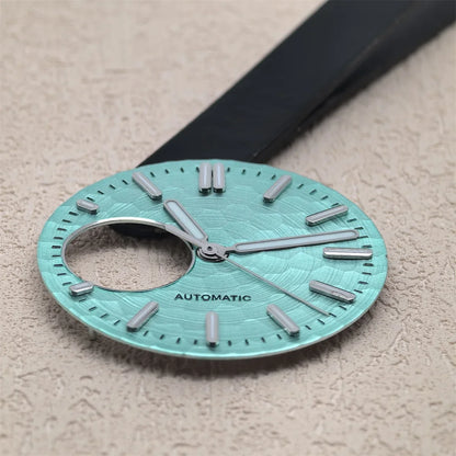 28.5mm Honeycomb Texture Watch Dial Hands Set Green Luminous Faces for NH34 NH38 Movement