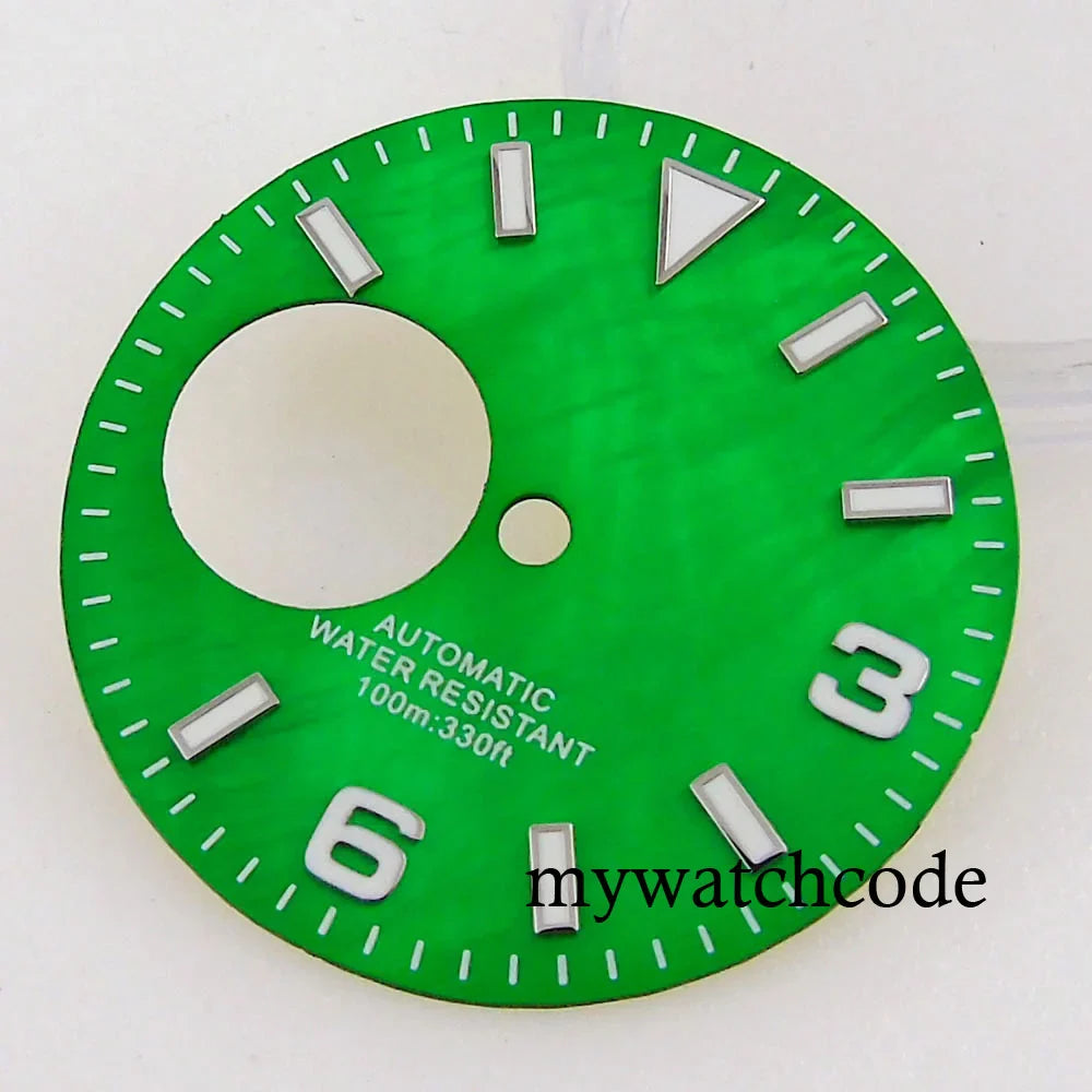 Fit NH38 NH38A Automatic Movement 29mm Blue/Green/White/Orange/Black Watch Hollow Dial Green Luminous Marks Watch Spare Parts