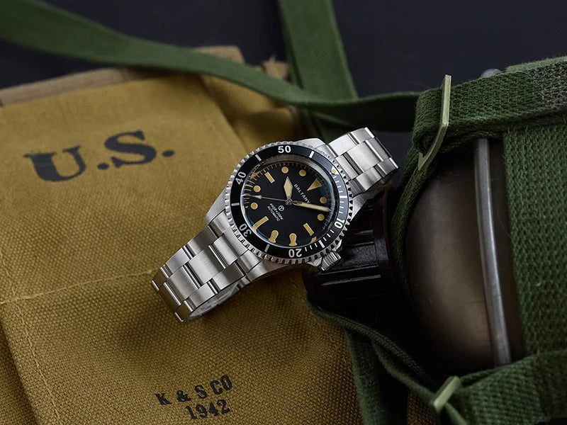 Baltany S3075 Vintage MilSubmariner Watch Rotation Bezel Brushed Bracelect Luminou Leather Sapphire Stainless Steel Dive Watches