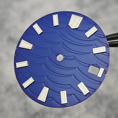 28.5mm Watch Dial C3 Green Luminous Wave Pattern Watch Faces Watches Replacement Accessories for NH35/ NH36/ NH34 Movement