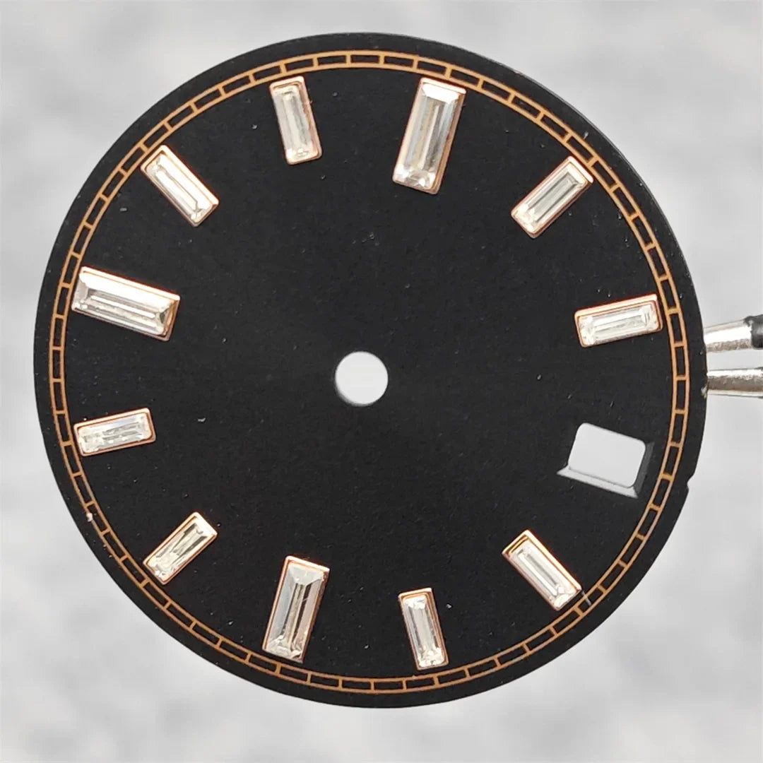 28.5mm Watch Dial Stone Diamond Nail Sunburst Watch Faces No Luminous Accessory Suitable for NH35 / NH36 Movement