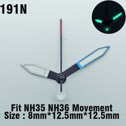 Watch hands NH series 35 36 hands Green glow in the dark hands seconds Watch accessories for NH series 35 36 movement assembly
