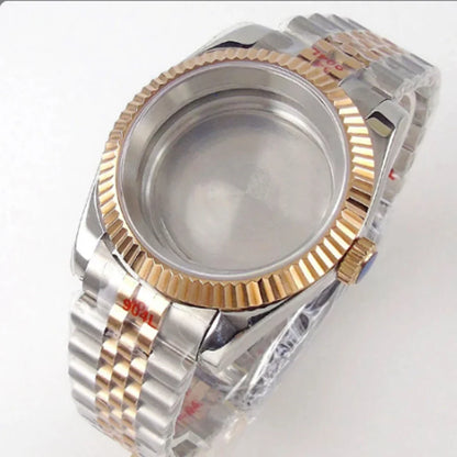 Rose Gold Fulted Watch Case Luxury 36mm/39mm Sapphire watch case Two Tone case 10BARS fit NH35 NH36 NH34 ETA2824 2836 Miyota8215 PT5000 DG2813 3804 movement