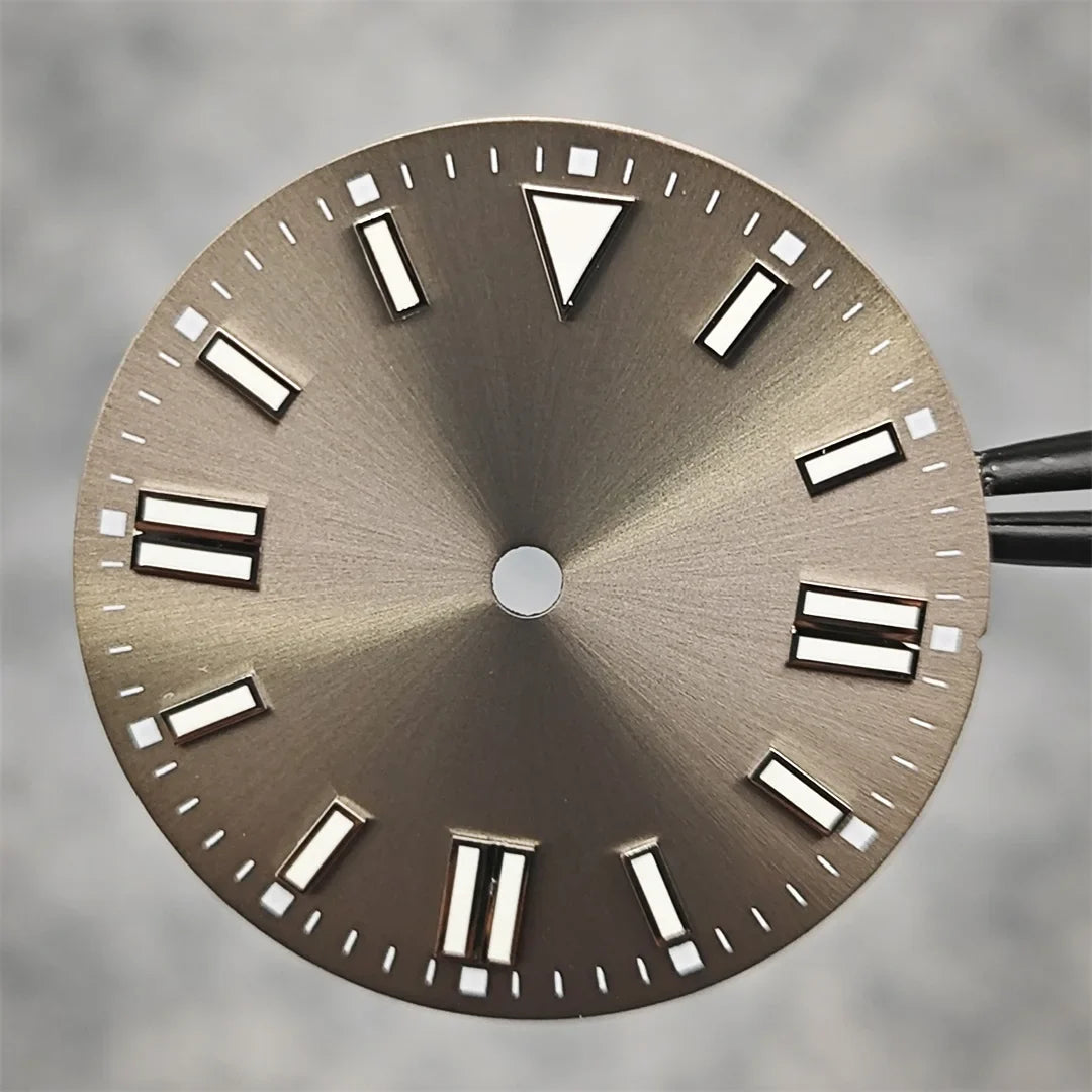 28.5mm Watch Dial Sunray Texture Dial Double Strips Nails Green Luminous Watch Faces for NH35/ 8215/ 2813/ 2836 Movements