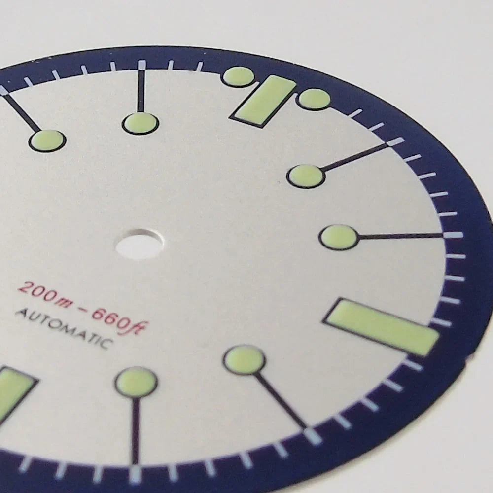 Sterile 31mm Silver Watch Dial for Seik0 N H35 N H36 Movement Green Luminous Di ving Wristwatch Accessories