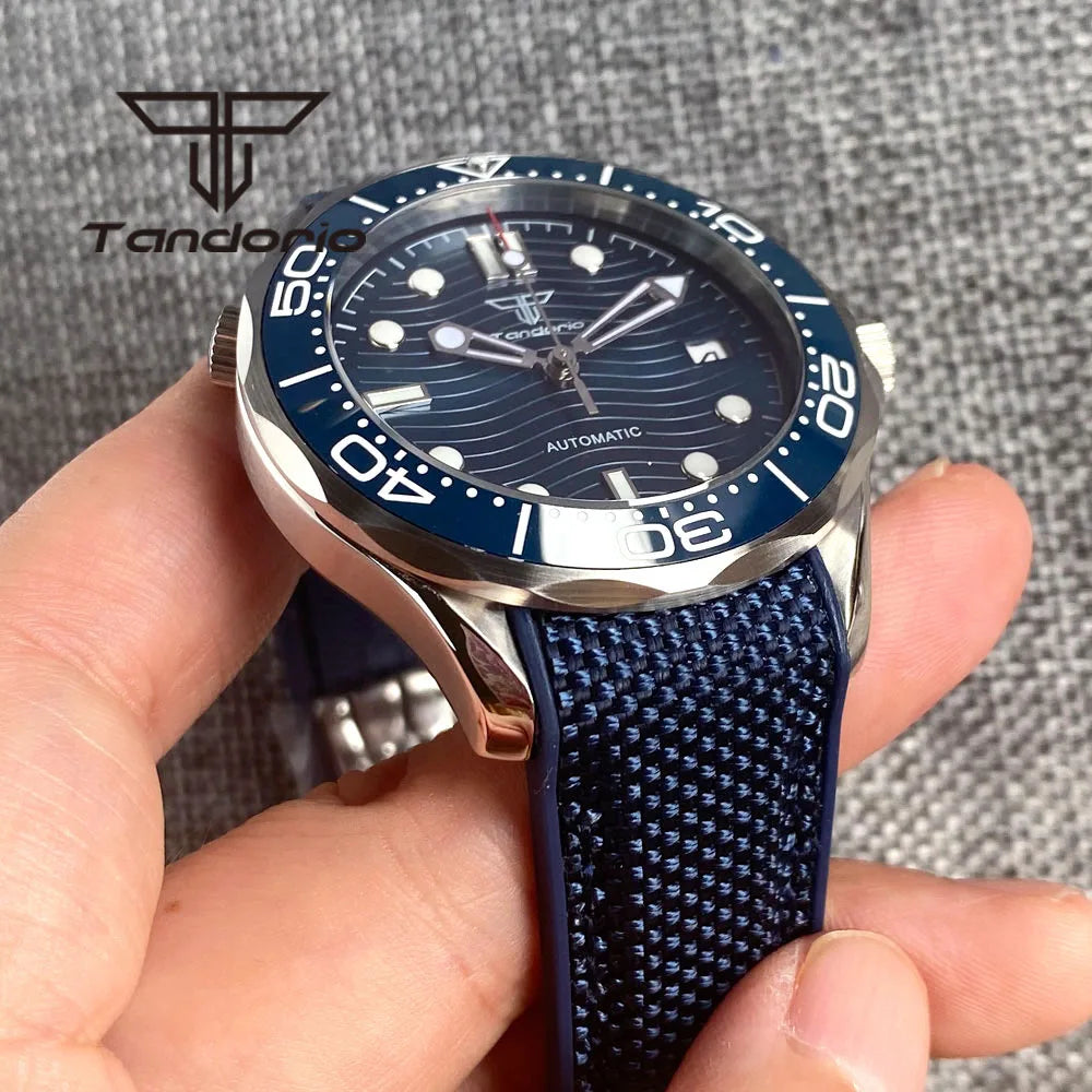 Tandorio 41mm NH35A PT5000 Diver Sapphire  Ceramic seamaster 5Bar TD221