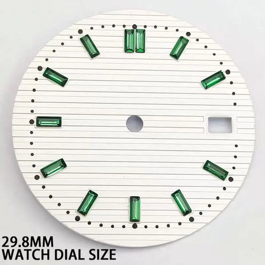 Sterile 29.8MM Watch Dial Sunburst Green Dial for NH35 NH36 Movement Date Window for oak Steel Wristwatch