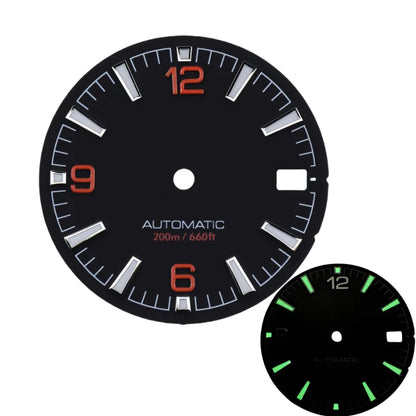 Quality Sea 600m Style Watch Dial With C3 Bgw9 Green Blue Luminous For Nh35 Nh36 Mechanical Movement Skx007 Case 28.5mm Dial