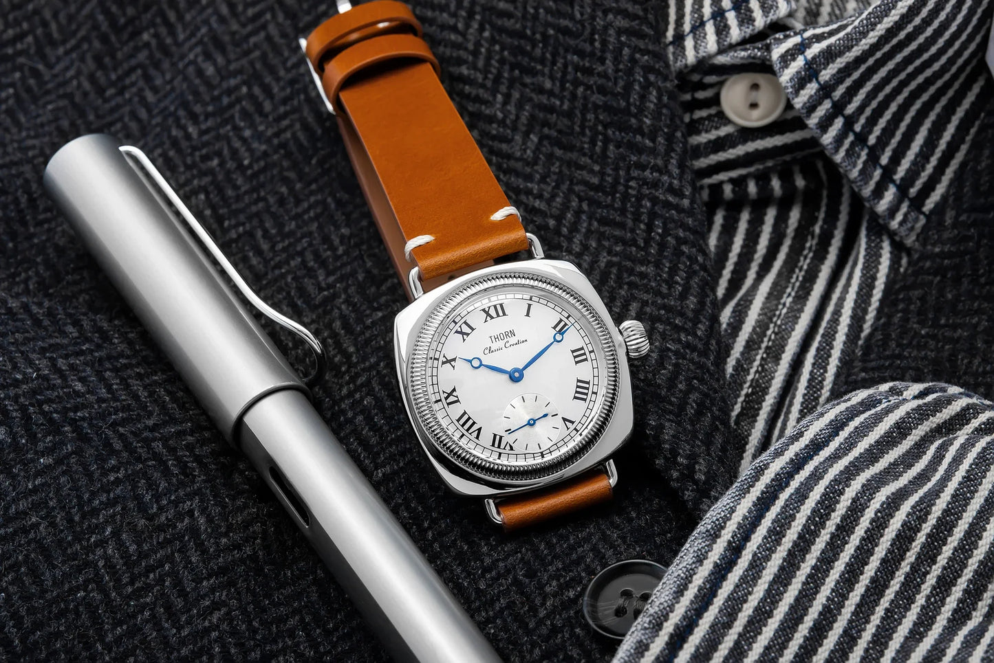 Thorn T002  Retro Square Sub Second 36mm Sapphire Glass VD78 Quartz Movement 10bar