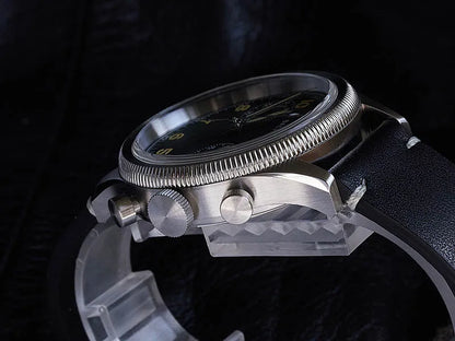 Baltany Military Chronograph Man S5054 Retro Style Quartz Watch Leather Strap Sapphire Glass 5ATM Waterproof Multifunction Watch