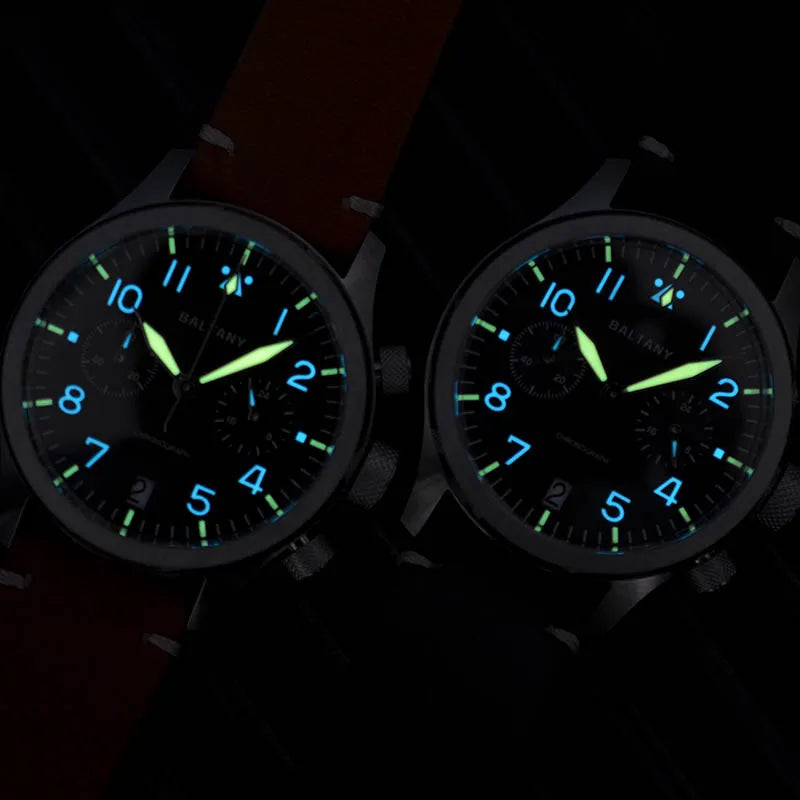 Customizable watch Baltany Military Chronograph watch S5057 Retro Quartz VK64 10ATM  Swiss Lume AR Sapphire