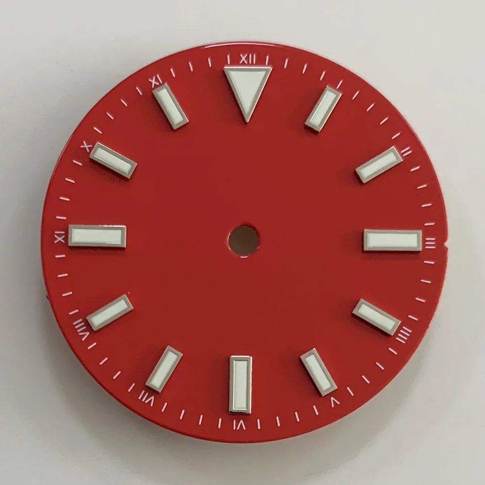 Enameled 28.5mm Watch Dial with Green Luminous Coloured Watch Faces for NH35/ ETA2836/ Japan 8215/ Mingzhu 2813 Movements