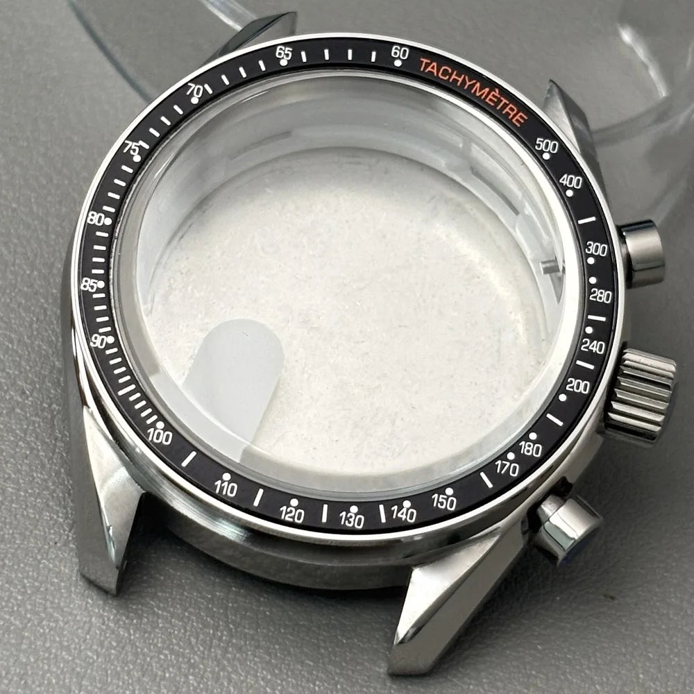 VK63 case 39.7mm moon metal  watch case chronograph case bezel,VK63  Business watch sealed back moon watch mission mod