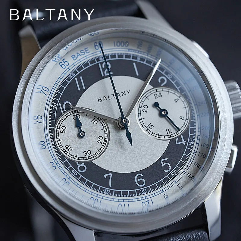 Baltany 39MM Tuxedo Chronograph Man S5050 Sapphire Crystal 50M Waterproof Stainless Steels Retro  Quartz Dress Watches For Man