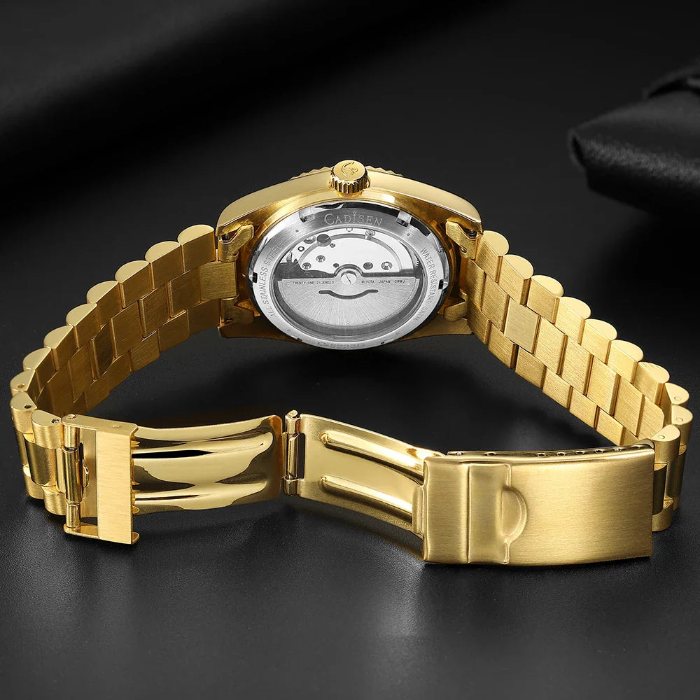 CADISEN C8223 DateJust Watch Miyota 8215 Sapphire Luxury Golden Watch 36MM Ladies Men