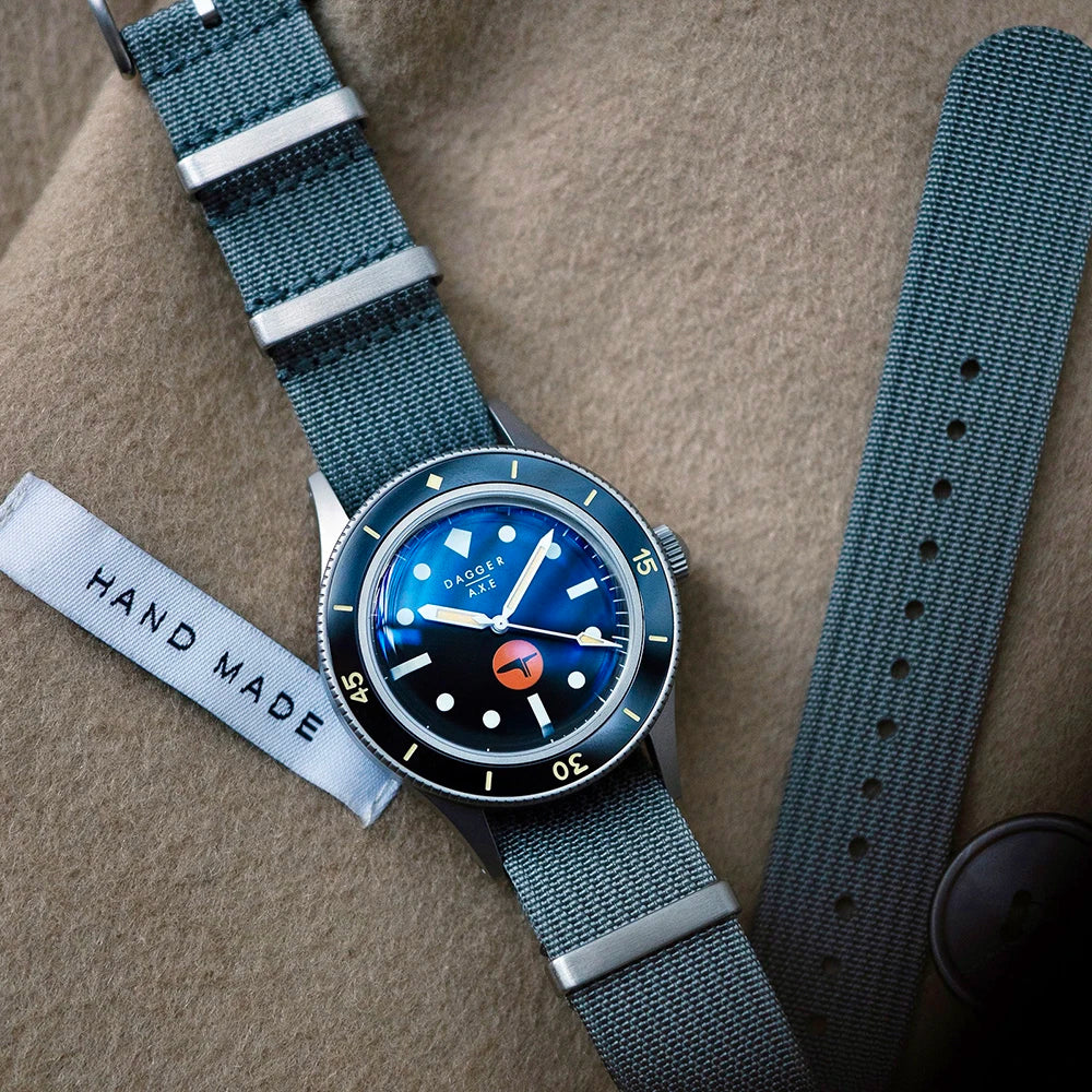 DAGGER-AXE 50 Fathoms Watch NH35 Movt  K9 Mineral Crystal TR900 C3 Luminous 20bar diver 40MM