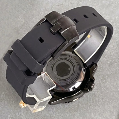 41mm Black PVD Diving Watch Case Fit for SKX007 NH35 NH36 PT SW200 200M Waterproof Domed Sapphire Crystal Rubber Strap