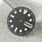 28.5mm NH36 Watch Dial BGW9 Ice Blue Luminous Watch Faces with Dual Date Calendar Window Watch Accessory for NH36 Movement