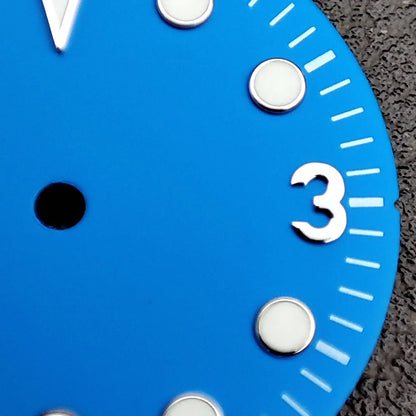 Modified 28.5MM Blue 369 Nail Watch Dial Weak Luminous Watch Faces Men's Watch Accessory Fit NH35 Movement