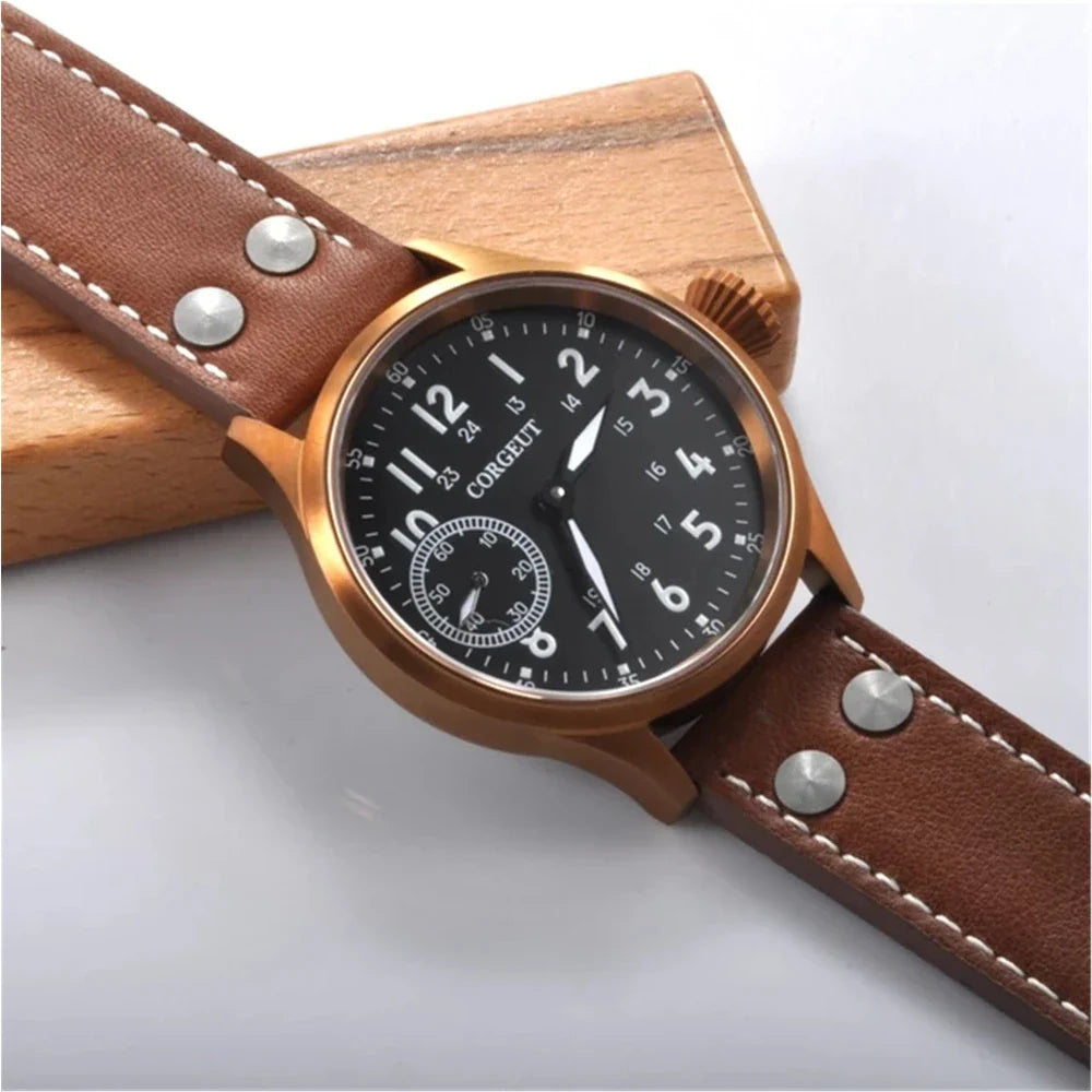 44mm  Men's Watch Seagull ST3600 Manual Winding Sub Second  Sapphire Luminous Chronograph