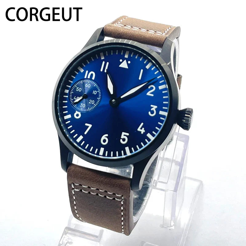 Corgeut Chronograph Watch CG2022 Sapphire 42MM  Asia 6497 Seagull St3600 Automatic Glass Back 3Bar pilot