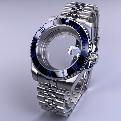 40mm SUB Case NH35 Sliver with Sapphire Crystal 120 Click Compatible with NH34/NH35/NH36 Movements Water-Resistant 28.5mm Dial