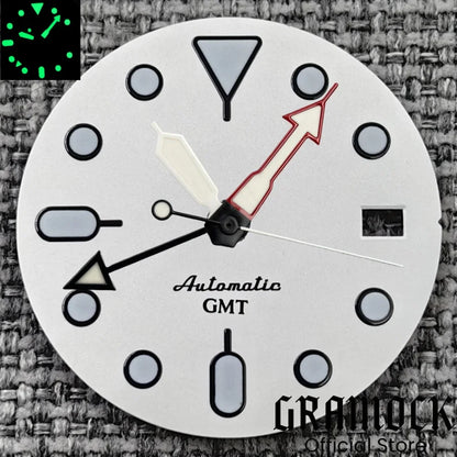 29mm Blue Red Black Orange GMT NH34 White Glossy Dial With Hands C3 Lume Fit NH34 Mechanical Watch Modified Accessories