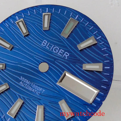 29mm Sterile Black Green Blue Grey Watch Dial Date Day Window Fit NH36A Movement Luminous Hands High Quality Parts