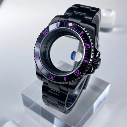 GMT/SUB NH35 watch case 40mm Black Stainless Steel High Quality Sapphire Glass Alloy/Ceramic Bezel case fit nh35 movement