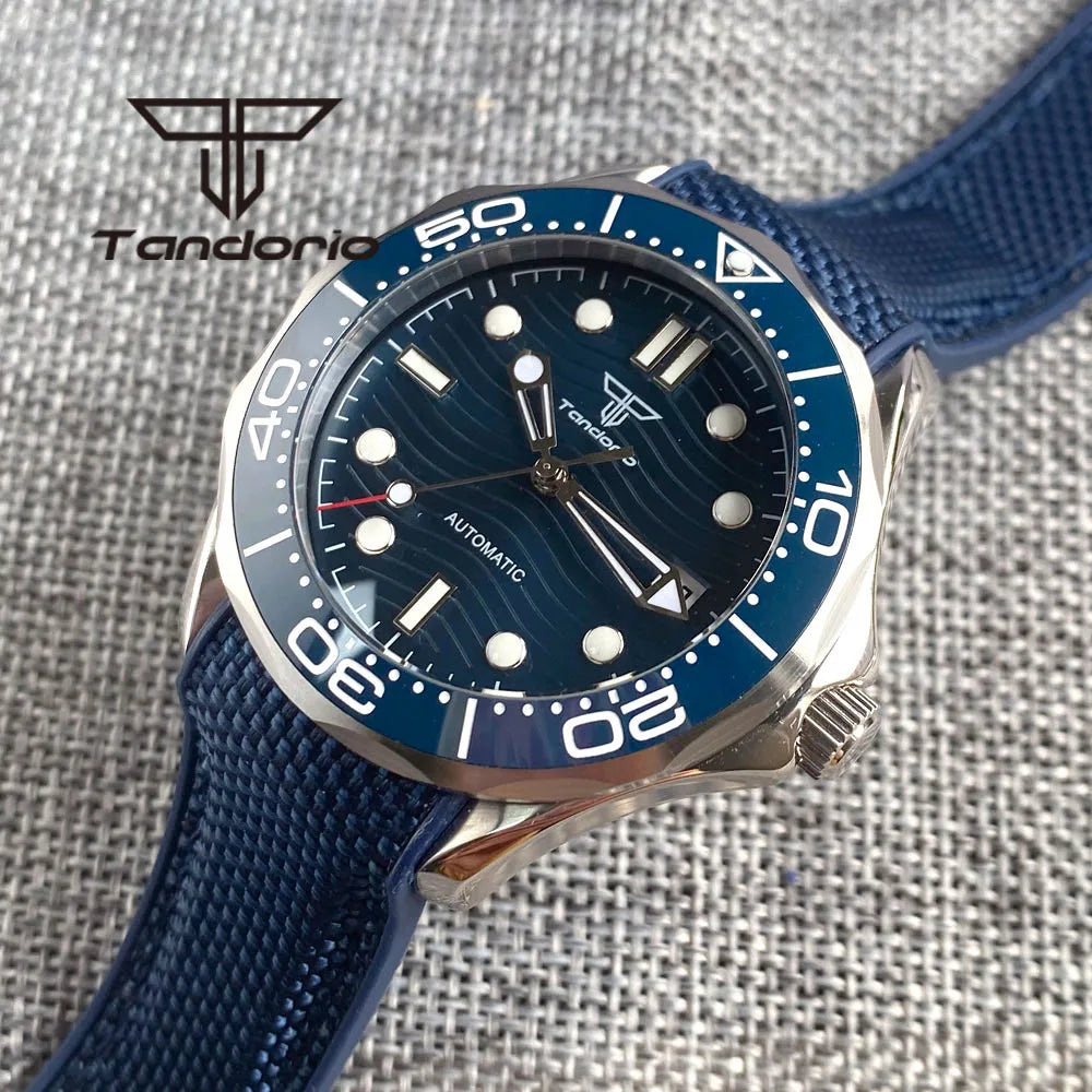 Tandorio 41mm NH35A PT5000 Diver Sapphire  Ceramic seamaster 5Bar TD221