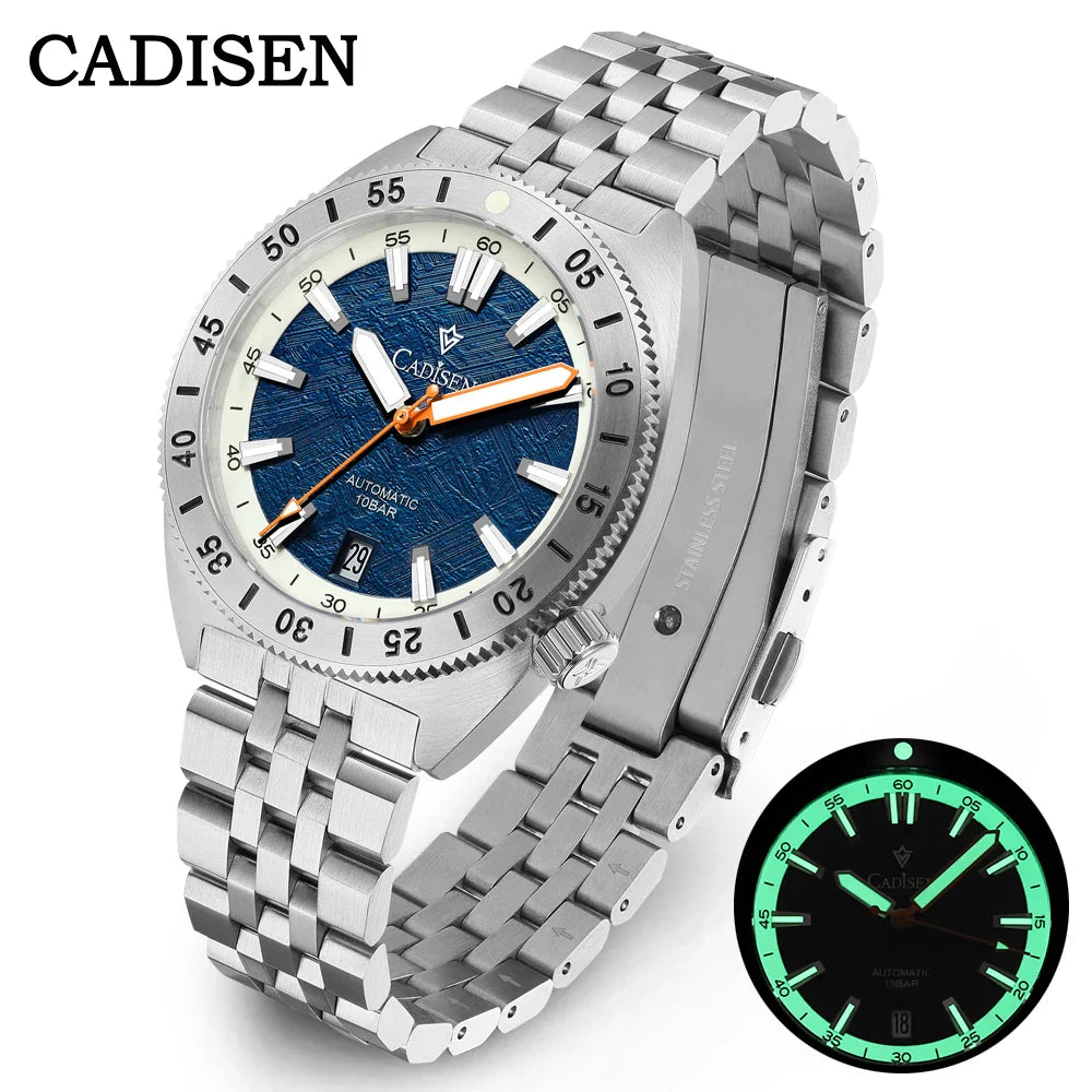 Cadisen C8231 Diver Watch Meteorite Dial 38.5MM 10Bar Miyota 8215 Automatic AR Sapphire