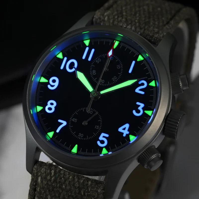 Militado ML1868KF Chronograph Watch  VK67 Quartz 10Bar 39MM Multifunction Military Watch BGW 9 Lume
