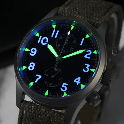 Militado ML1868KF Chronograph Watch  VK67 Quartz 10Bar 39MM Multifunction Military Watch BGW 9 Lume