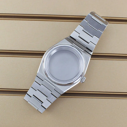 40mm Silver Watch Case Sapphire Crystal Glass For Mod PRX Super Player NH35 NH36 NH38 NH34 NH70 NH72 Movement Solid Bottom Cover