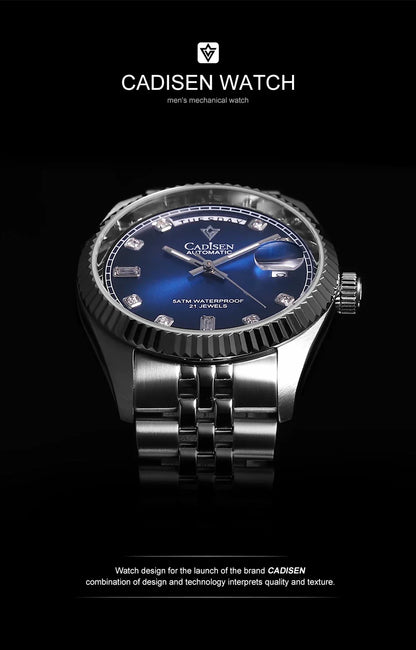 Cadisen C8228 DD38 Watch Diamond Dial MIYOTA 8285 AR Sapphire Crystal luminous 38MM 5Bar